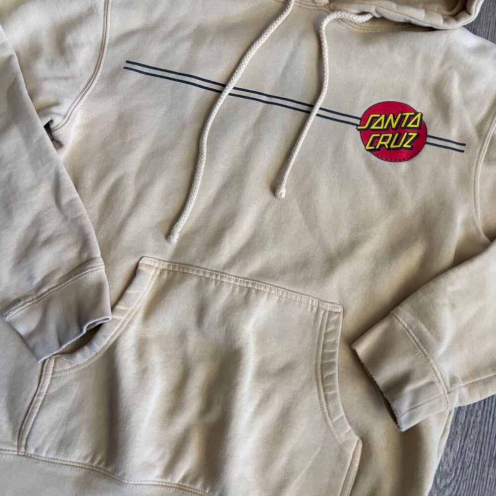 Santa Cruz faded yellow Hoodie Sweatshirt Mens S - Picture 2 of 7